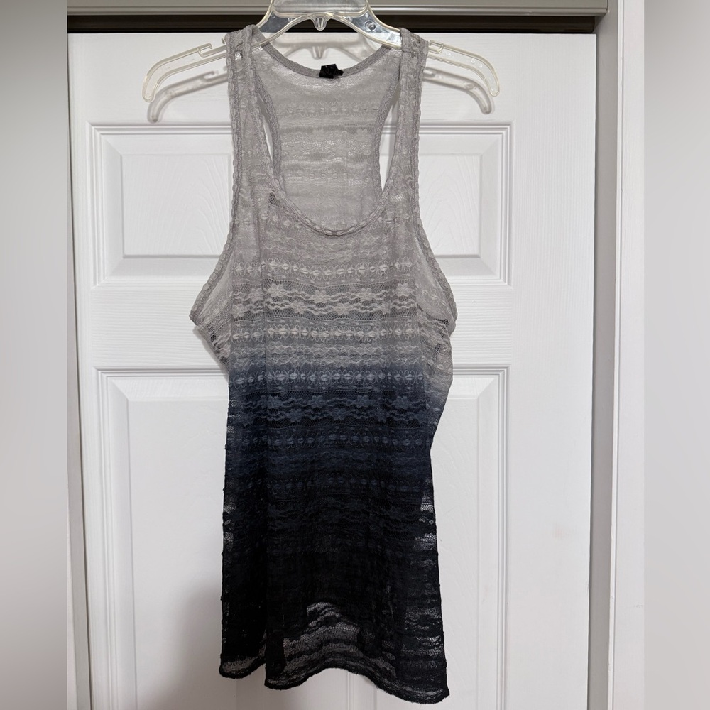 Lane Bryant Gray / Blue Ombré Lace Tank Top - Size 14/16